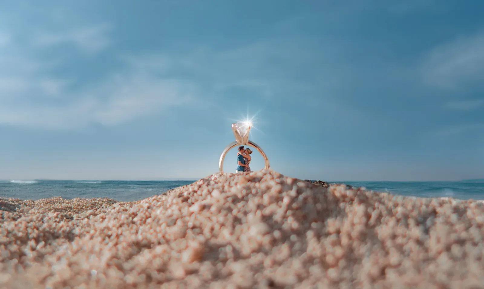 Proposal ring on the sand