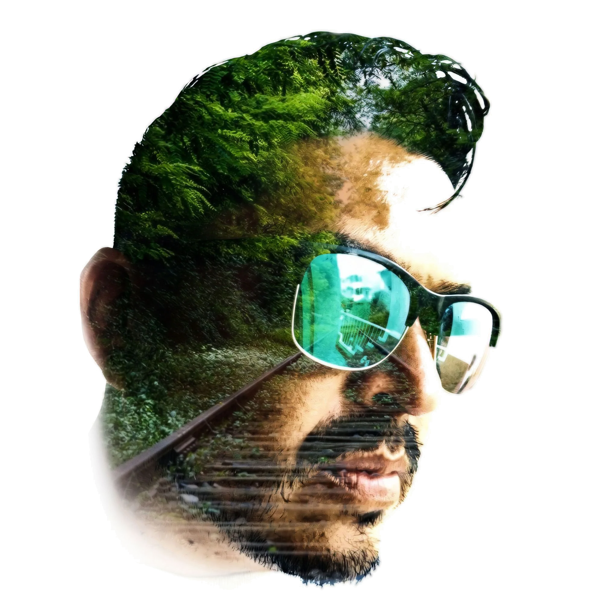 Alonso Reyes, double-exposure self-portrait