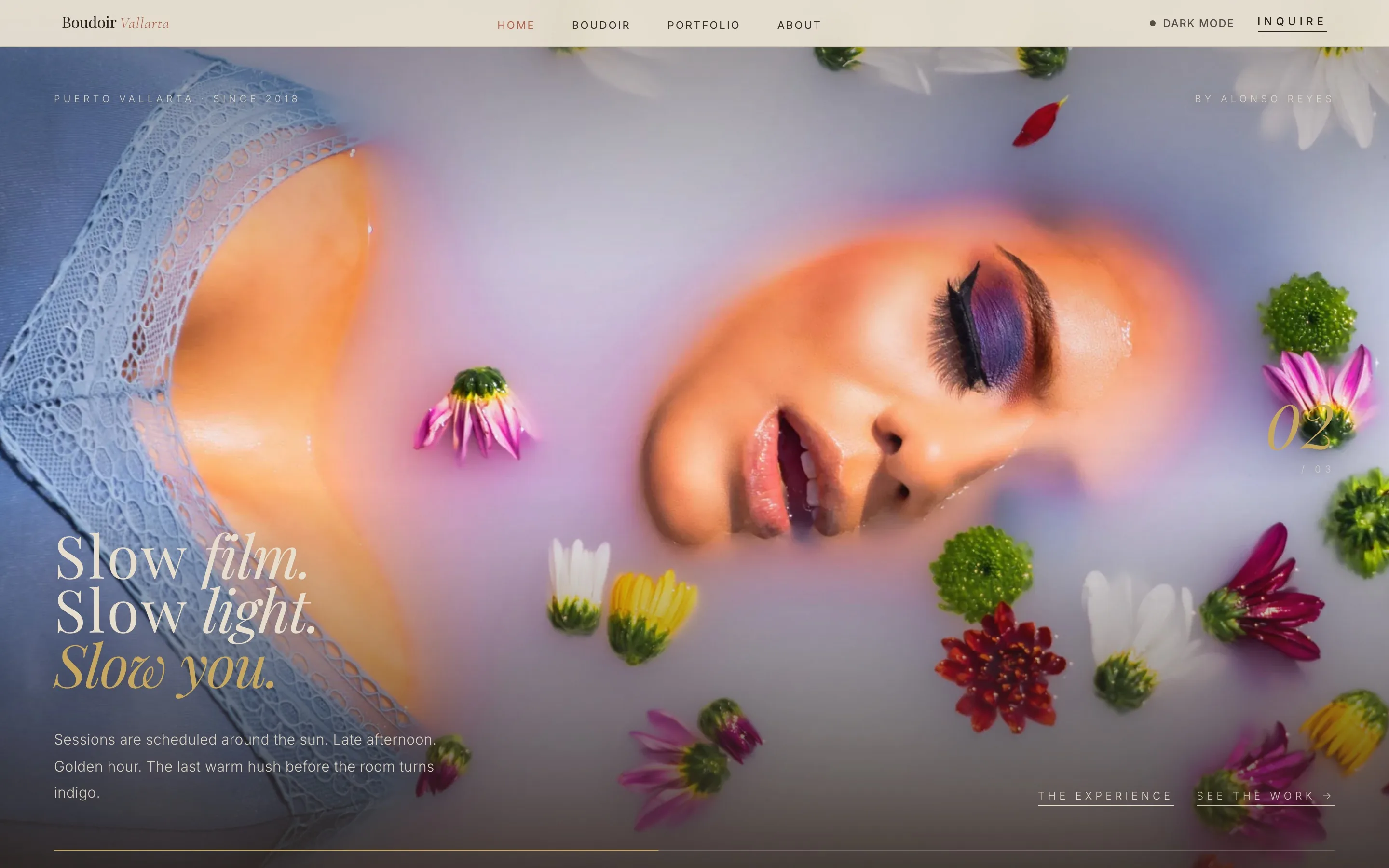 Sitio web de Boudoir Vallarta, pantalla 2