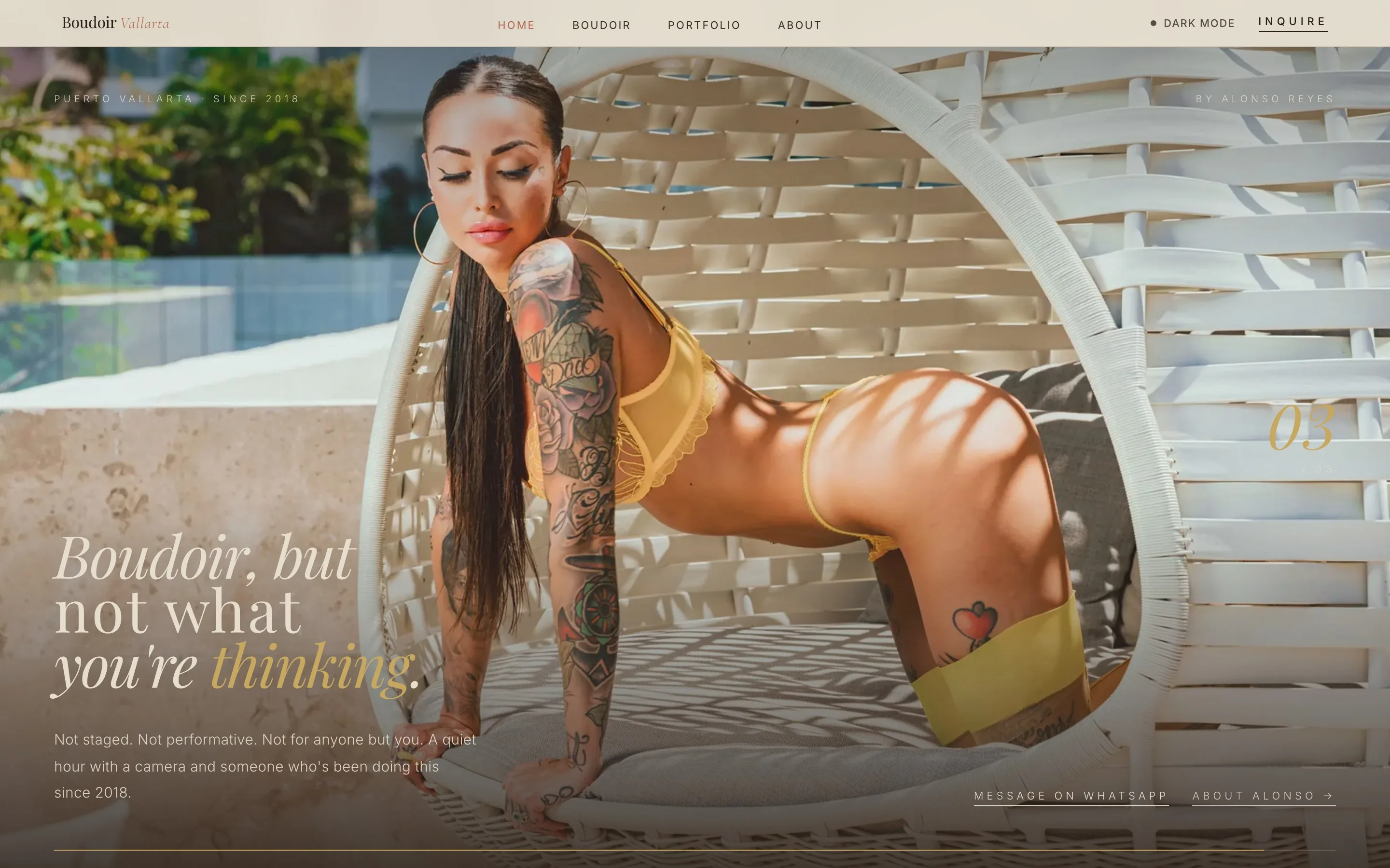 Sitio web de Boudoir Vallarta, pantalla 3